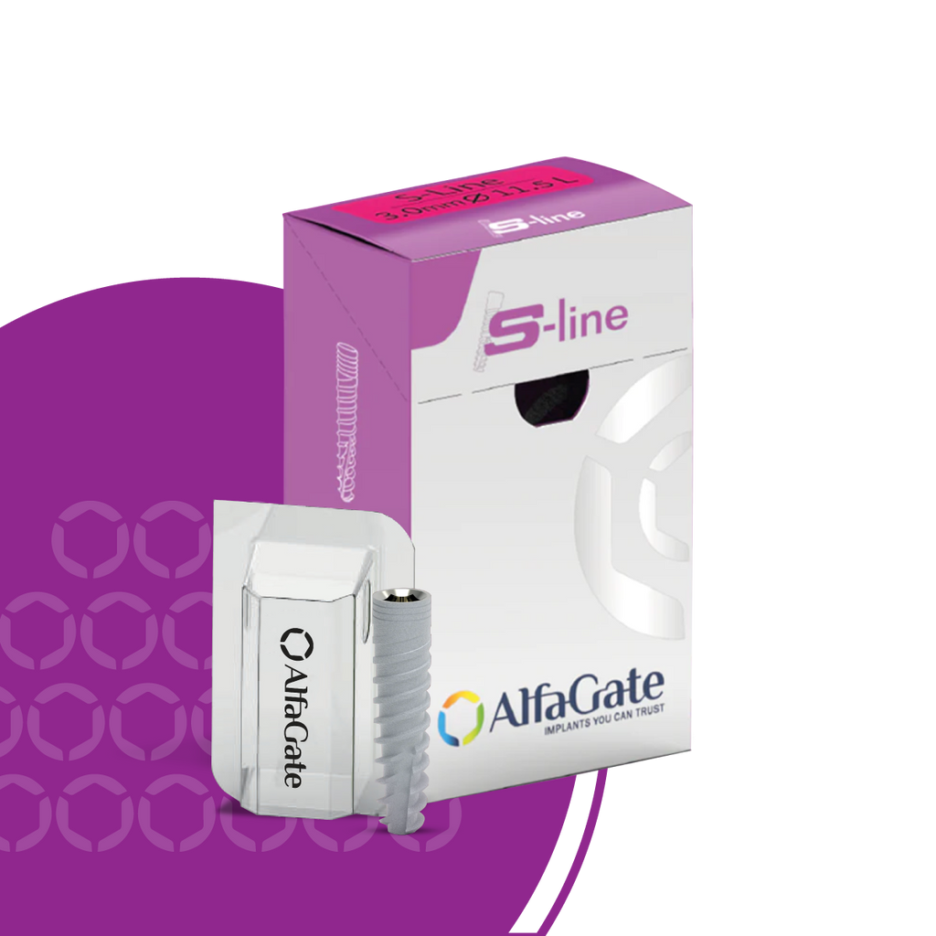 Introducing the S-Line Implant: renowned for durability and stability across various restorations. Featuring dual surface technology, it eliminates bone augmentation in narrow ridges and offers CAD/CAM compatibility. With a strong internal connection and bioactive surface treatment, it includes cover screw and implant carrier for convenience.