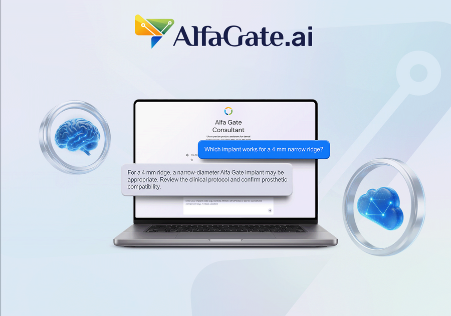 Mobile AlfaGate AI section image showing dental consultant interface on phone and laptop