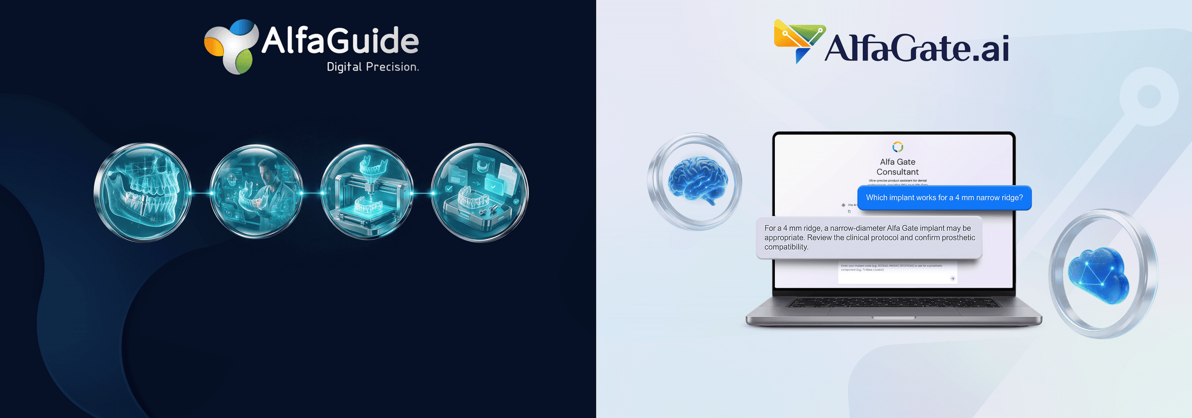 AlfaGuide guided surgery and AlfaGate AI assistant digital dental workflow solutions
