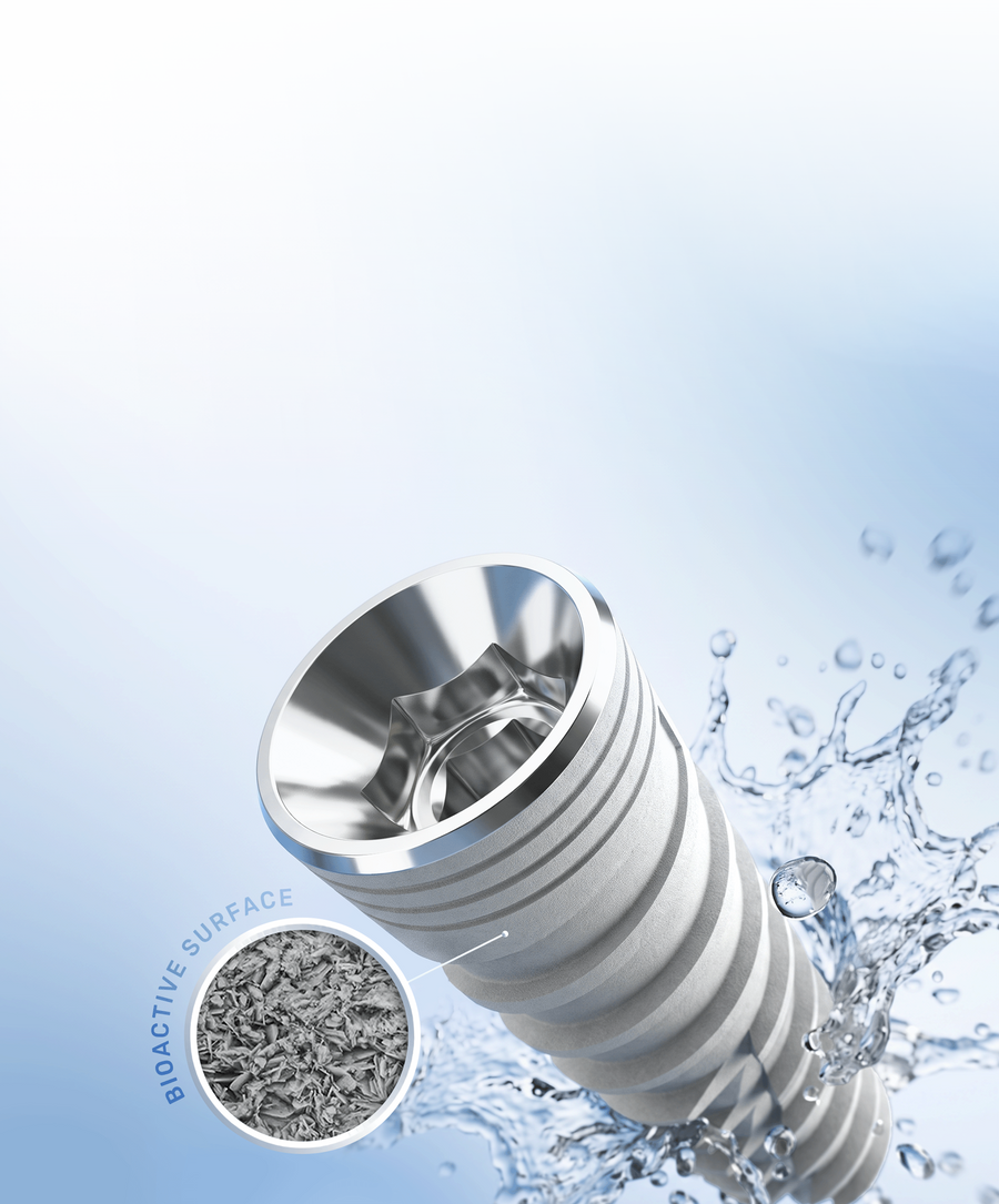 Mobile hero image of Alfa Gate dental implant system with bioactive surface technology