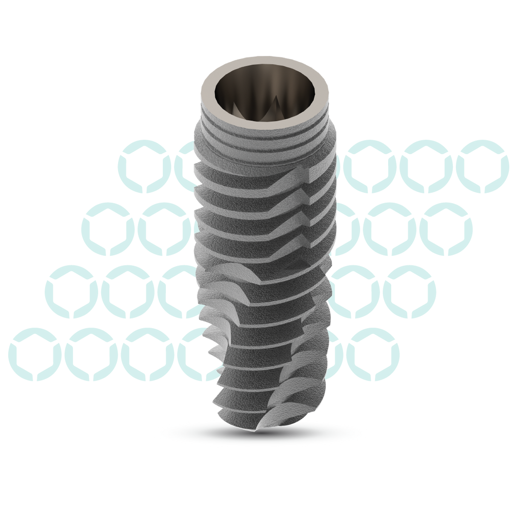 Introducing Trio Implant: Minimizes cortical bone stress, sharp threads for stability. Single platform, SLA surface.