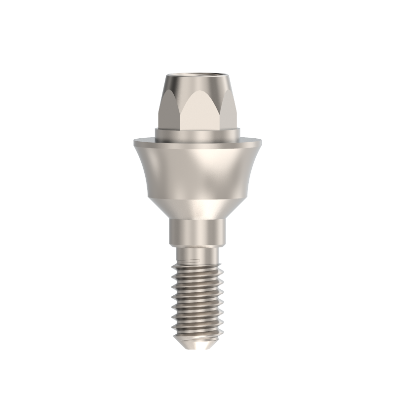 Single Unit Ø4.6mm , Height 2mm , Recommended torque - 25 Ncm. Anti rotation anatomic connector used for single unit screw retained restorations . Titanium 