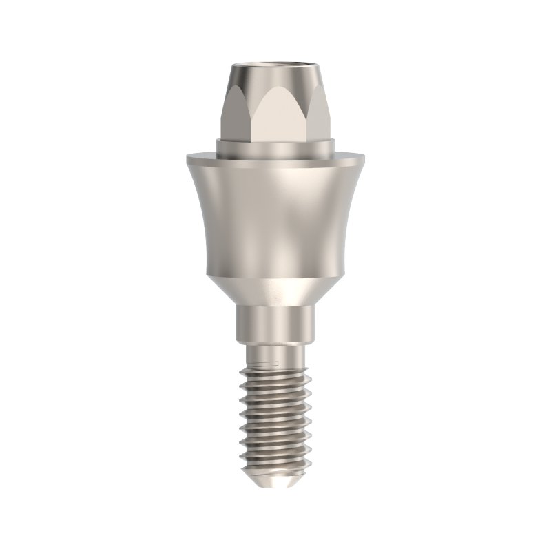 Single Unit Ø4.6mm , Height 3mm , Recommended torque - 25 Ncm. Anti rotation anatomic connector used for single unit screw retained restorations . Titanium 